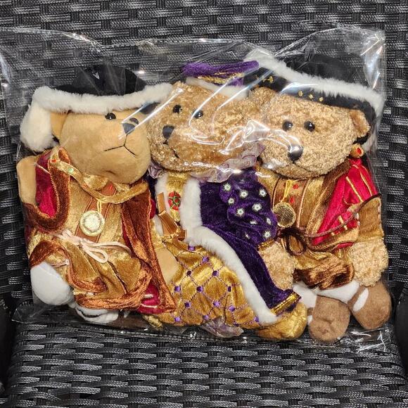 Renaissance Plush Golden Brown Bears Historic Royal Queen King Teddy Doll  11" - Picture 11 of 12